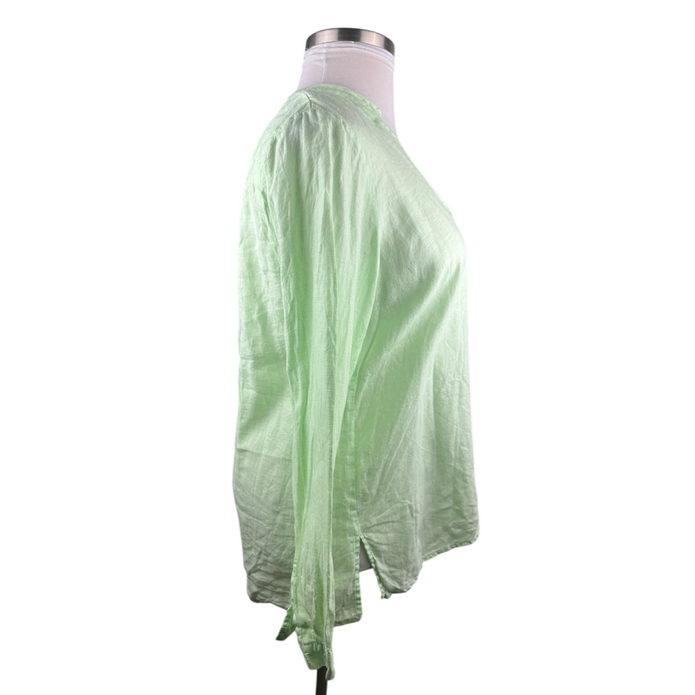 Eileen Fisher 100% Irish Linen Button Front Shirt Green Large Top Coastal Beachy - Picture 16 of 16